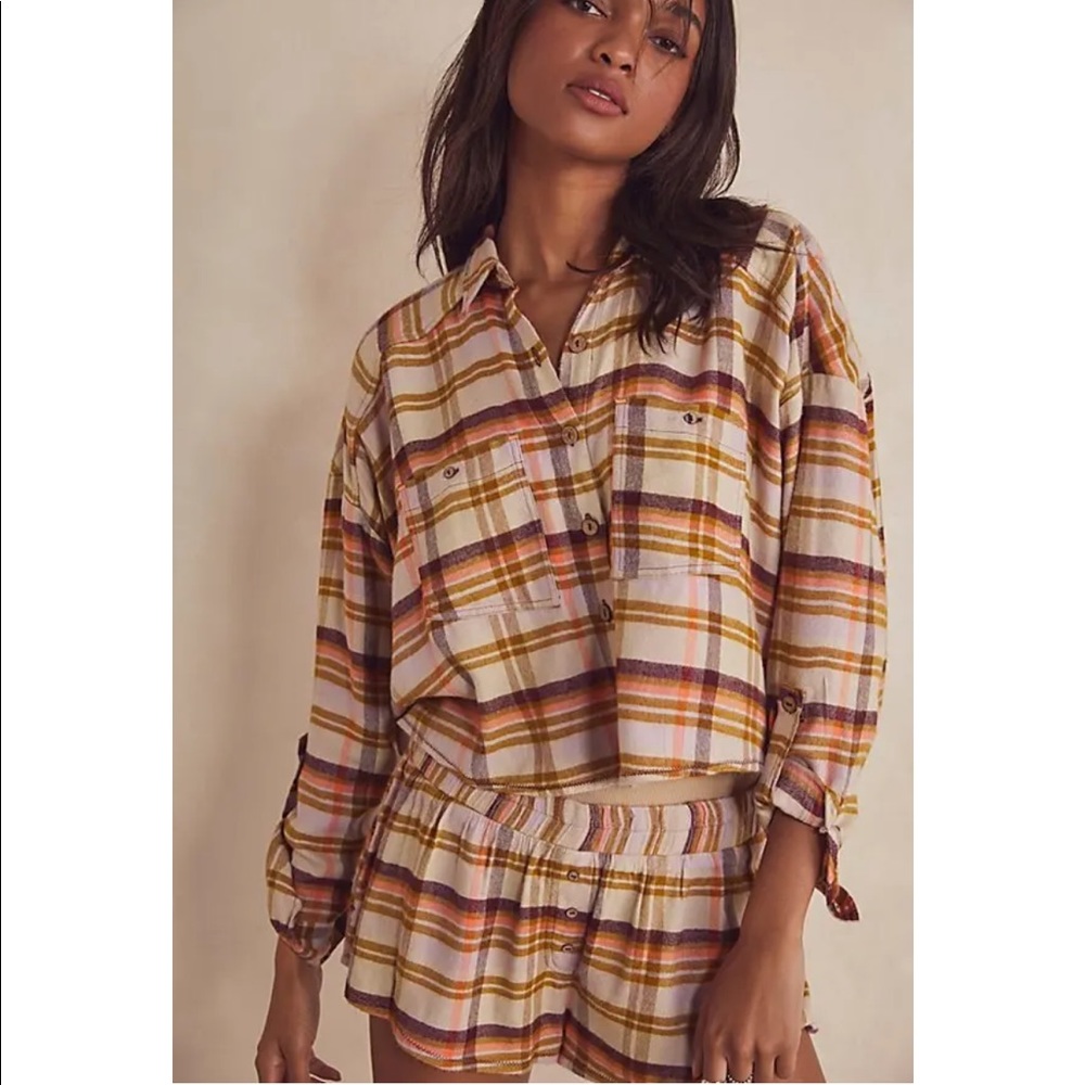 Free People Wrapped in Flannel Sleepwear Pajama Set